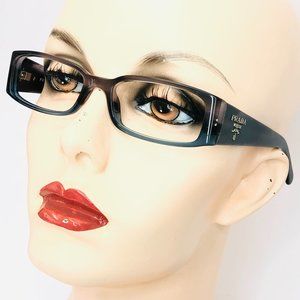 Prada Eyeglasses Gray Glossy Rectangular Frames